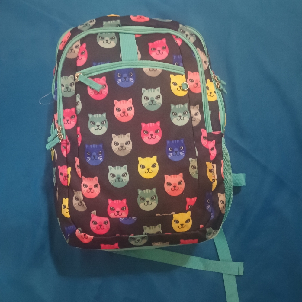 Colorful Cat Print Kids Backpack
